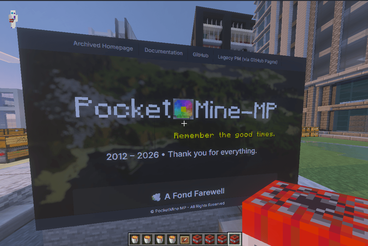 8×5枚の地図に表示したPocketMine-MP公式サイト